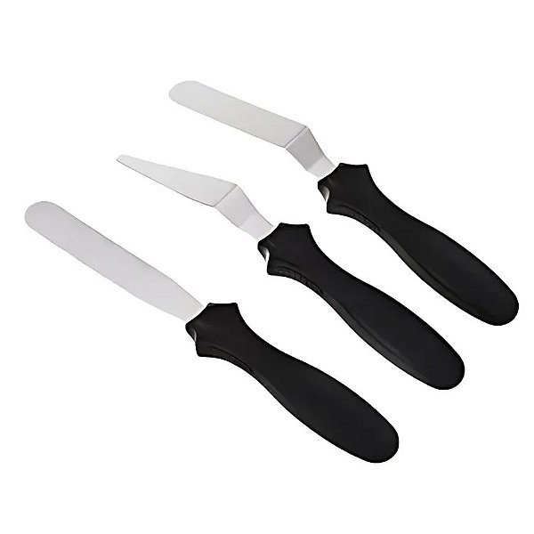 Kit Com 3 Espátulas Em Inox - 23,5x2cm - 1 unidade - Rizzo