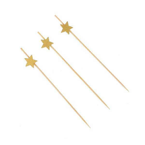 Palitos de Bambu - Estrelinha - Eco Friendly - Ref. HA429 - 20 unidades - Silver Festas - Rizzo