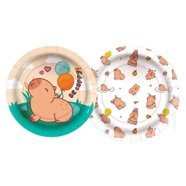 Prato de Papel Redondo - Capivara - 18x18cm - 8 unidades - Rizzo