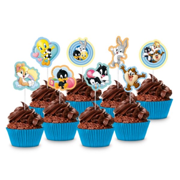 Pick Decorativo para Doces - Looney Tunes Baby - 8 unidades - Rizzo
