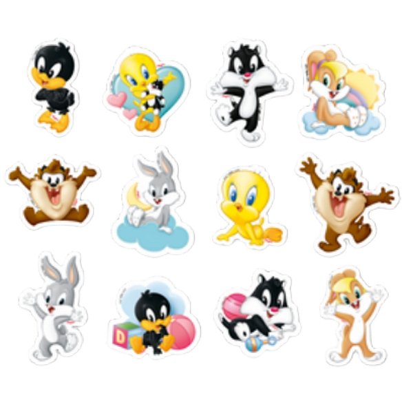 Mini Personagens Decorativos - Looney Tunes Baby - 12 unidades - Rizzo
