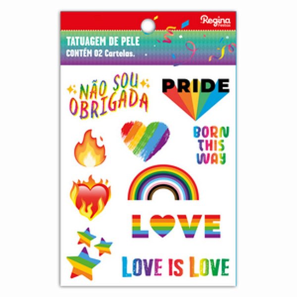 Tatuagem Temporária para Pele de Carnaval - Pride - 20 Tatuagens - Regina - Rizzo