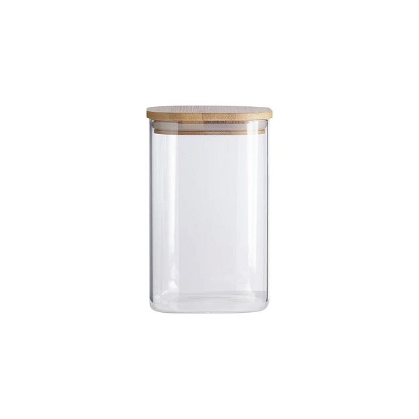 Pote De Vidro Hermético Com Tampa De Bambu - 10x20,5cm - 1,7L - 1 unidade - Rizzo