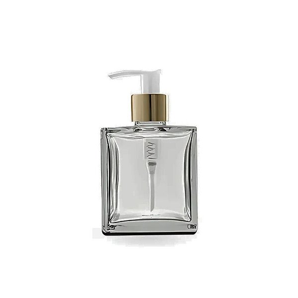 Frasco De Vidro Cubo Saboneteira Com Válvula Bico De Pato - Dourada - 5,5x8cm - 100ml - 1 unidade - Rizzo
