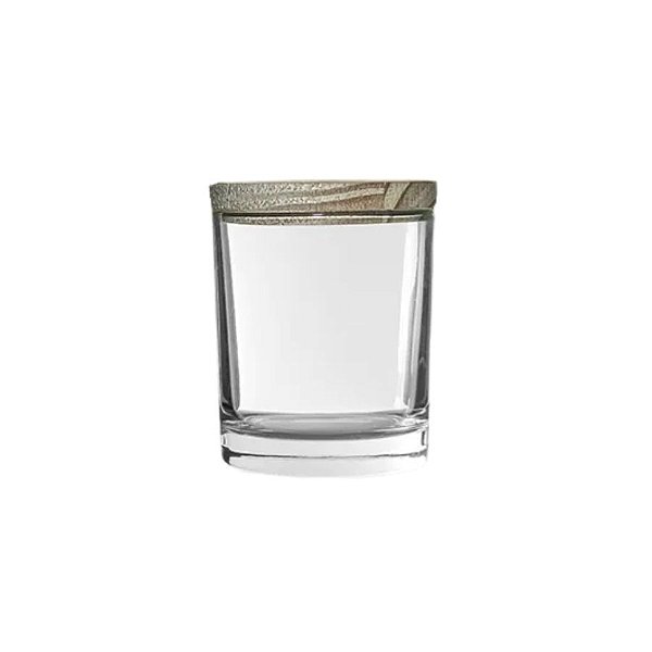 Pote De Vidro Redondo Para Vela Com Tampa De Madeira - 300ml - 1 unidade - Rizzo