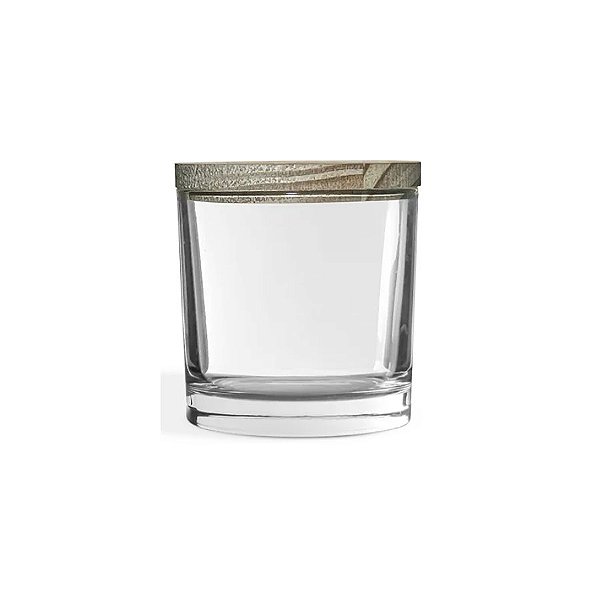 Pote De Vidro Para Vela Com Tampa De Madeira - 265ml - 1 unidade - Rizzo
