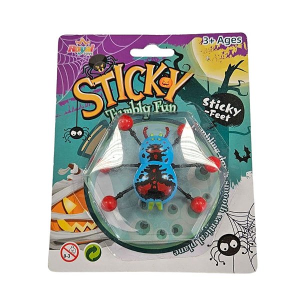 Brinquedo Rasteja Na Parede Assusta - Sticky Aranha Azul - 8cm - 1 unidade - Rizzo