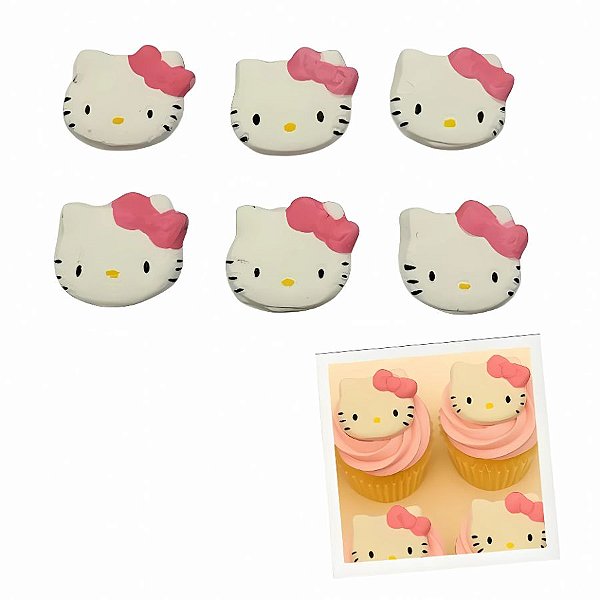 Confeito de Açúcar - Hello Kitty - 6 unidades - Abelha Confeiteira - Rizzo