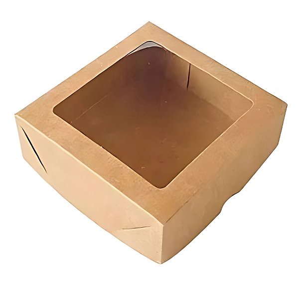 Caixa Para Doces Com Visor - Kraft - 12x12x4cm - 10 unidades - Assk - Rizzo