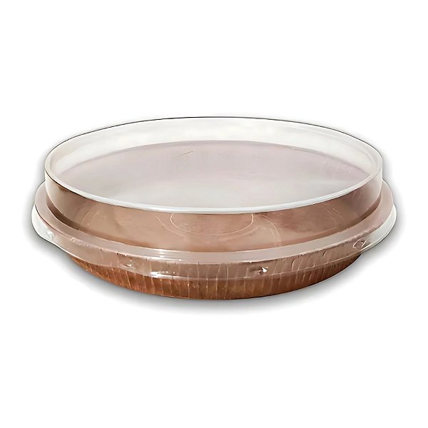 Forma Pie Redonda com Tampa - Marrom - 22x2,5x22cm - 5 unidades - Ecopack - Rizzo