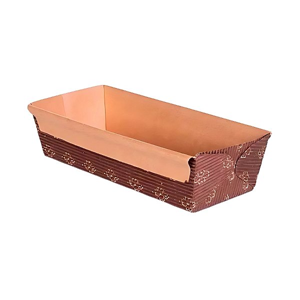 Forma Bolo Inglês Abas 250g – Decorado Flor Dourada - 16x6x4,5cm - 5 unidades - Ecopack - Rizzo