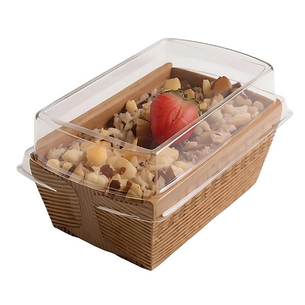 Forma Kraft Bolo Inglês Abas com Tampa 100g - 10x6x5cm - 5 unidades - Ecopack - Rizzo
