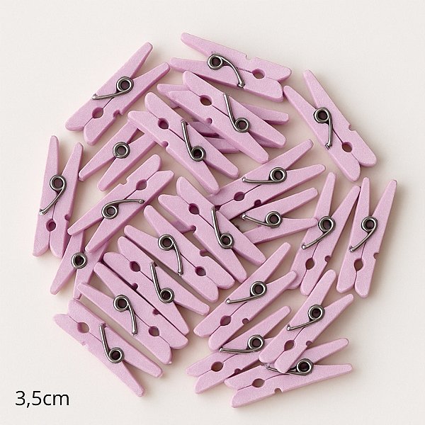 Mini Prendedor de Madeira Lilas Claro 3,5cm - 50 Unidades - Rizzo