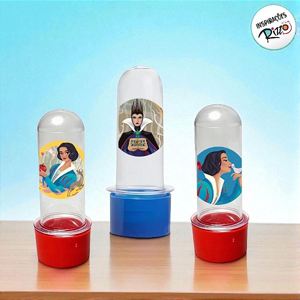 Kit Mini Tubete e Adesivo Lembrancinha Festa Branca de Neve - 30 unidades - Disney Original - Rizzo