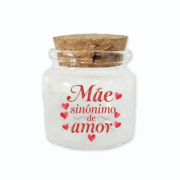 Potinho de Vidro de Dia das Mães com Tampa de Rolha 50ml - 4,5cm - 1 unidade - Rizzo