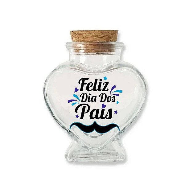 Potinho de Vidro Coração de Dia dos Pais com Rolha 70ml - 6cm x 7cm - 1 unidade - Rizzo
