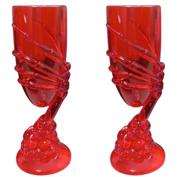 Taça para Festa - Mão de Esqueleto Vermelho - Halloween - 1 unidade - Rizzo