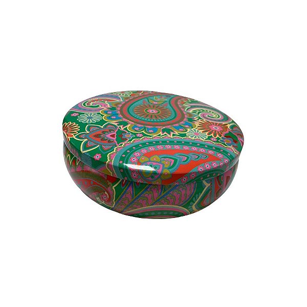 Lata De Metal Estampa De Mandala - Verde - 13x13cm - 500ml - 1 unidade - Rizzo