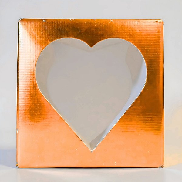 Caixa Para Doce Com Visor De Coração - 5,5x5x3cm - Cobre Texturizada - 10 unidades - Assk - Rizzo