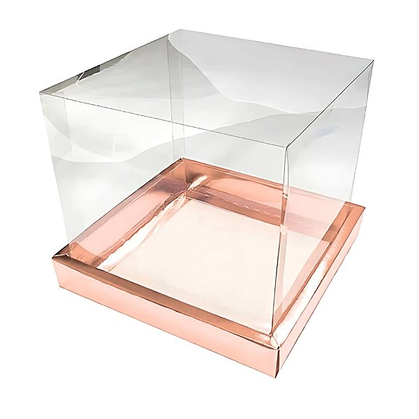 Caixa Para Bolo Pvc Base Rose Texturizada - 15x15x15cm - 5 unidades - Assk - Rizzo