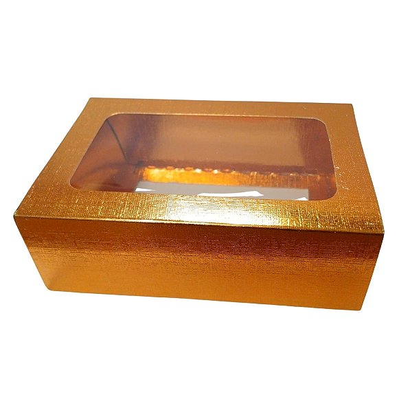 Caixa Gaveta com Visor Nº2 (8x12x4cm) Cobre Texturizado - 10 unidades - Assk - Rizzo