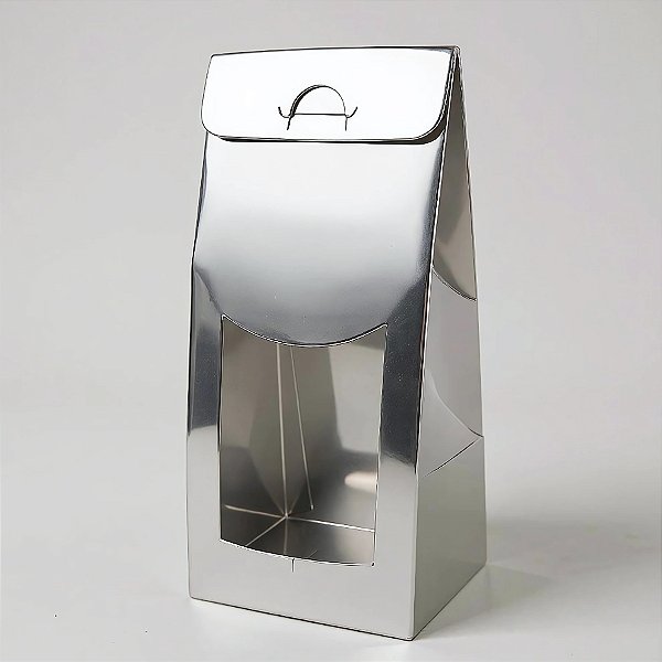 Sacola Para Lembrancinha P com Visor - Prata - 7,5x19x6cm - 10 unidades - Assk - Rizzo