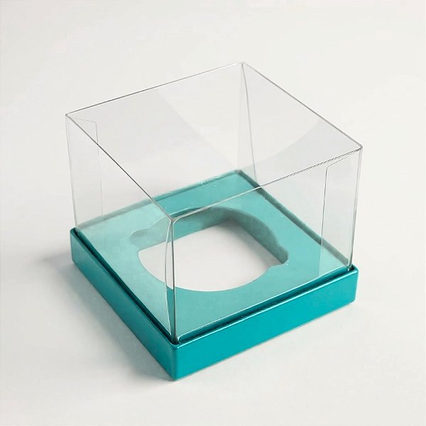 Caixa Para Mini Bolo G Pvc Base Azul Claro - 8x8x8cm - 10 unidades - Assk - Rizzo