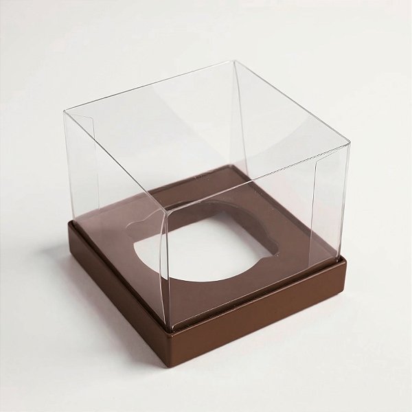 Caixa Para Mini Bolo G Pvc Base Marrom - 8x8x8cm - 10 unidades - Assk - Rizzo