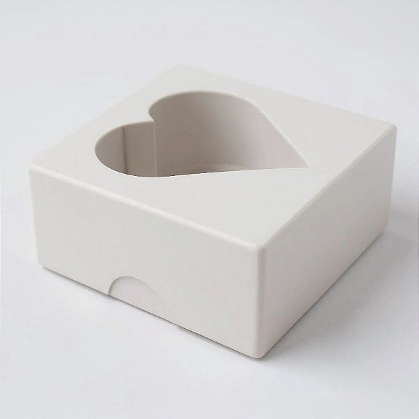 Caixa Para Doces Com Visor De Coração - Branca - 7x7x3cm - 10 unidades - Assk - Rizzo