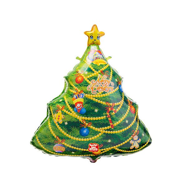 Balão de Festa Metalizado 3D  19" 48cm - Arvore de Natal - 1 unidade - Balões São Roque - Rizzo