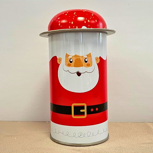 Lata De Metal De Natal - Papai Noel Feliz - 5,5x11cm - 1 unidade - Rizzo