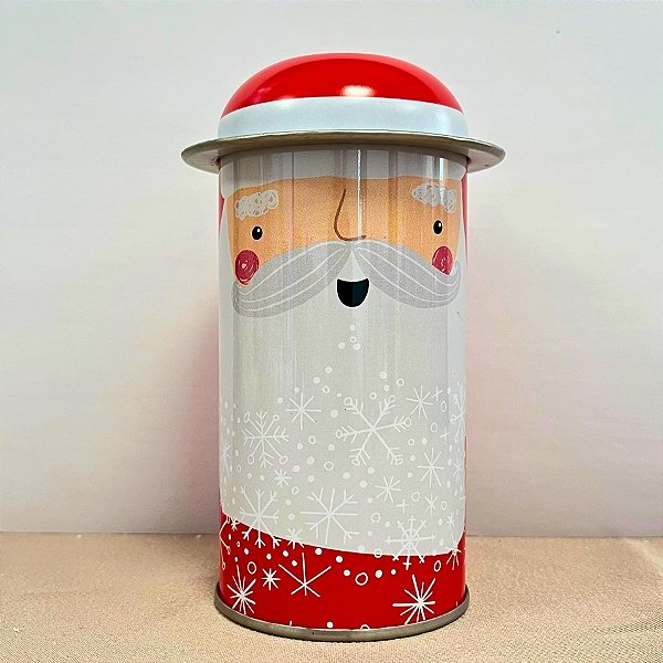 Lata De Metal De Natal - Rosto Papai Noel - 5,5x11cm - 1 unidade - Rizzo