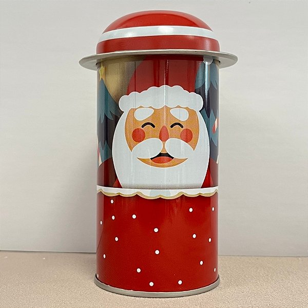 Lata De Metal De Natal - Papai Noel Bengalas Doces - 5,5x11cm - 1 unidade - Rizzo