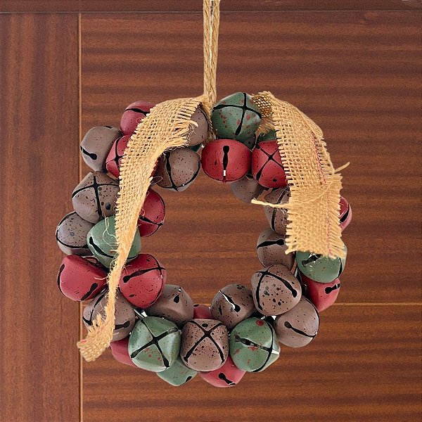 Guirlanda De Natal Com Sinos - Colorido - 20cm - 1 unidade - Rizzo