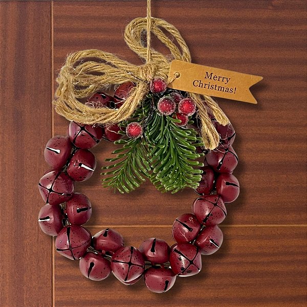 Guirlanda De Natal Com Sinos - Vermelho - 16cm - 1 unidade - Rizzo