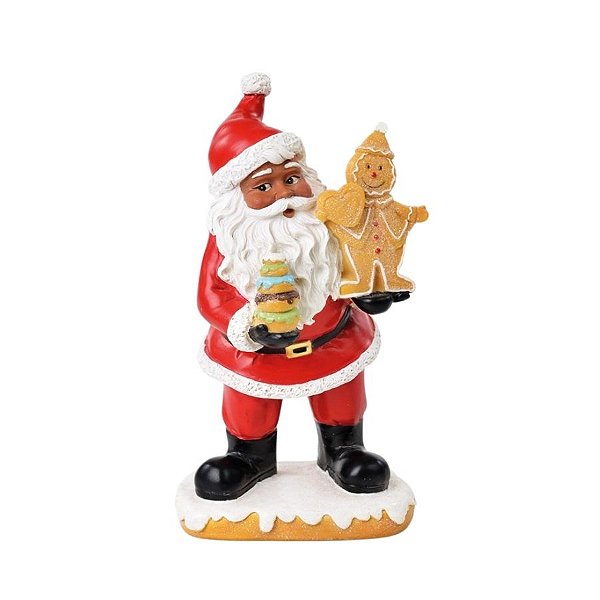 Enfeite De Natal Em Resina - Papai Noel Com Ginger - 22 cm - 1 unidade - Cromus - Rizzo