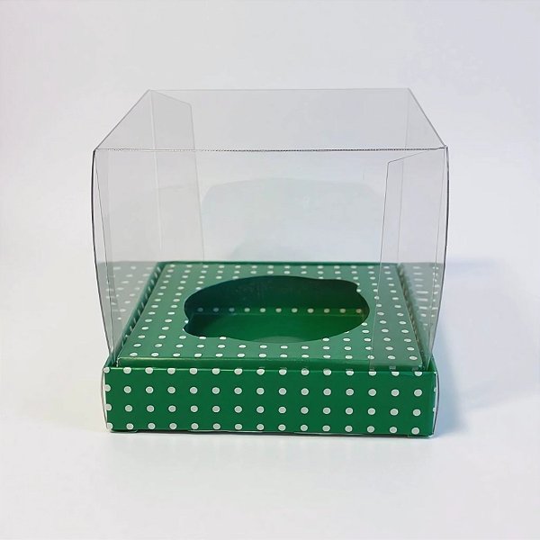Caixa Mini Bolo G (8cm x 8cm x 8cm) Verde Com Bolinhas Brancas - 10 unidades - Assk - Rizzo