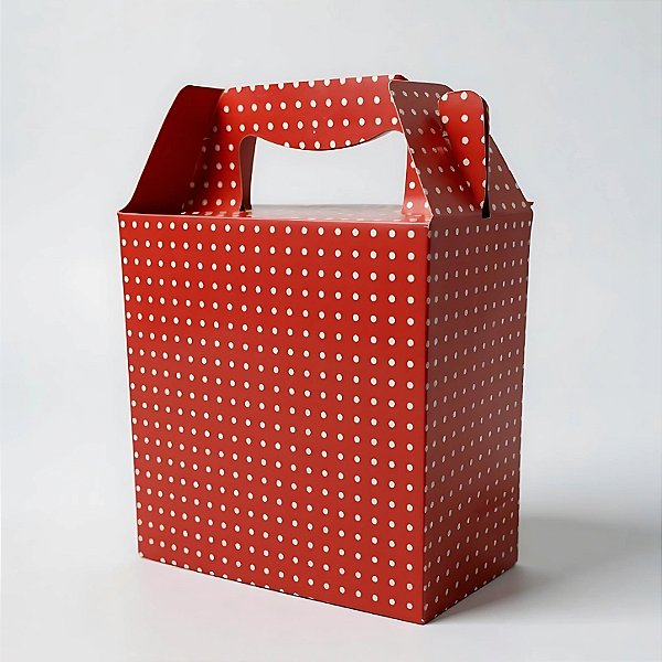Caixa Sacolinha S2 (14x11x6cm) Vermelho com Bolinhas Brancas - 10 unidades - Assk - Rizzo