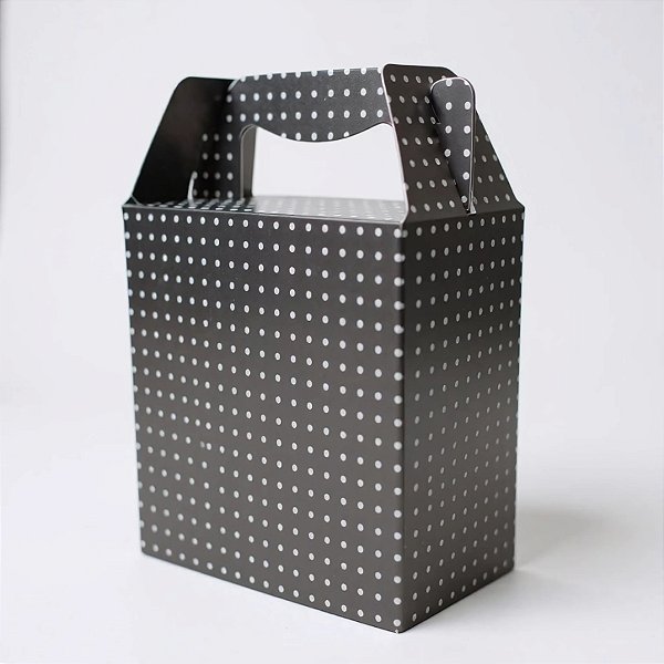Caixa Sacolinha S2 (14x11x6cm) Preto com Bolinhas Brancas - 10 unidades - Assk - Rizzo