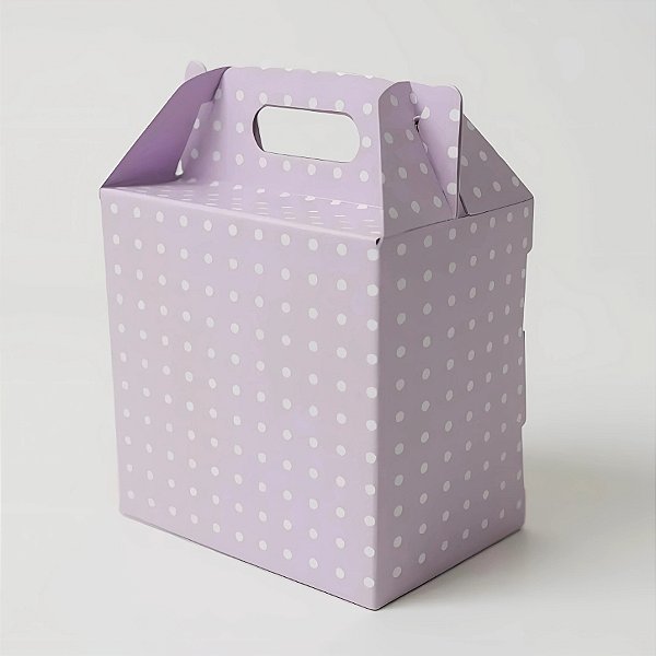 Caixa Sacolinha S1 (9,5x6,5x4,5cm) Lilás com Bolinhas Brancas - 10 unidades - Assk - Rizzo