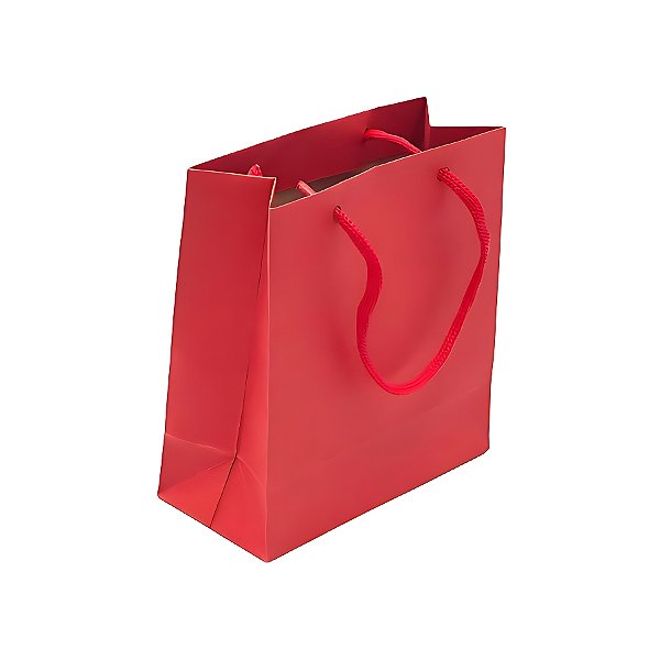 Sacola PPS Kraft Alça De Cordão - Vermelha - 7x6x3cm - 10 unidades - Rizzo
