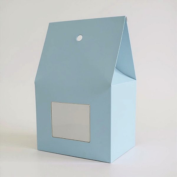 Caixa Sacolinha com Para Doces com Visor - Azul Claro - 7,5x12x5,5cm - 12 unidades - Rizzo