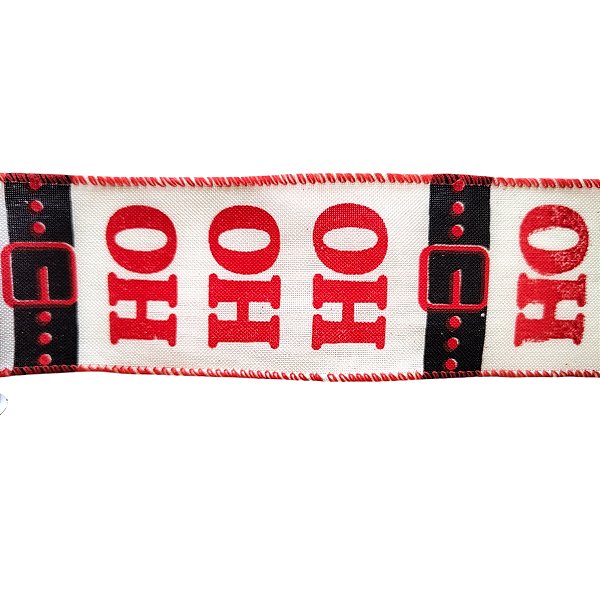 Fita Decorativa Aramada Cinto Papai Noel HoHo - 6,3cm x 9,14m - 1 unidade - Cromus - Rizzo