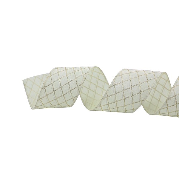 Fita Decorativa de Natal - Losango Nude e Prata - 6,3x9,14cm - 1 unidade - Cromus - Rizzo