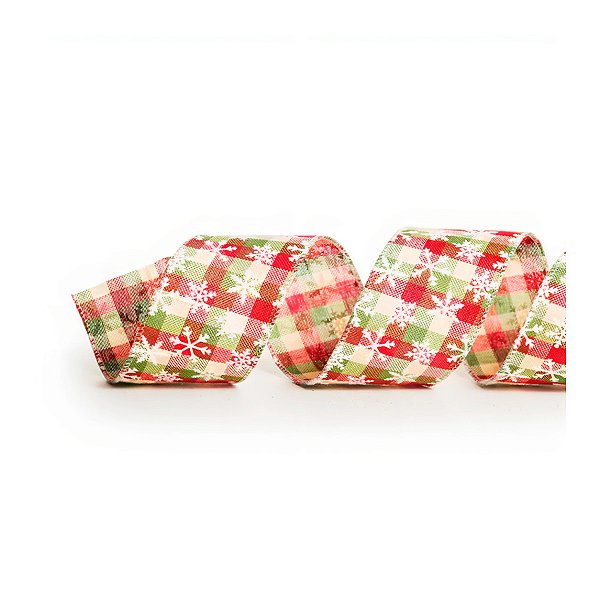 Fita Decorativa de Natal Xadrez - Vermelho/Verde - 9,14x6,3cm - 1 unidade - Cromus - Rizzo