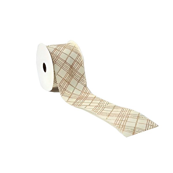 Fita Decorativa de Natal - Champagne - 6,3cm x 9,14m - 1 unidade - Rizzo