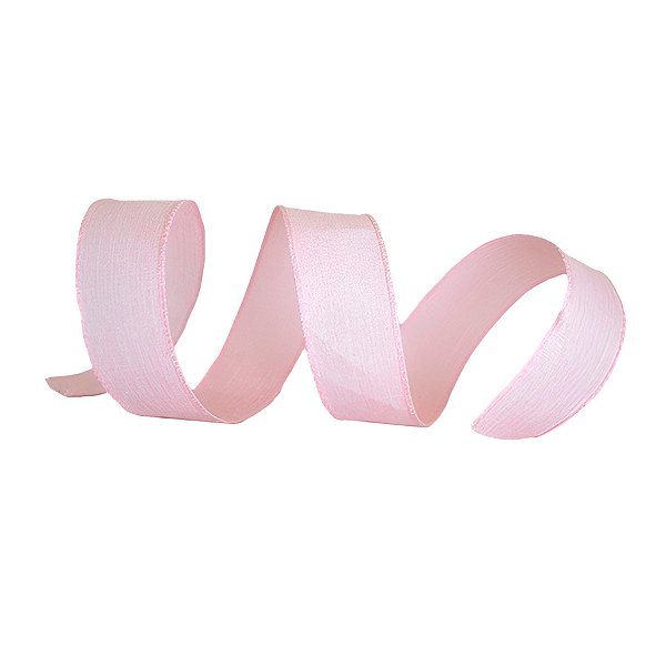 Fita Decorativa Aramada de Natal - Rosa/Dourada - 6.3cm x 9.14m - 1 unidade - Rizzo