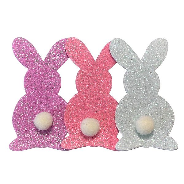 Aplique de EVA - Coelho M4 - 7x3,5cm - 3 unidades - Rizzo