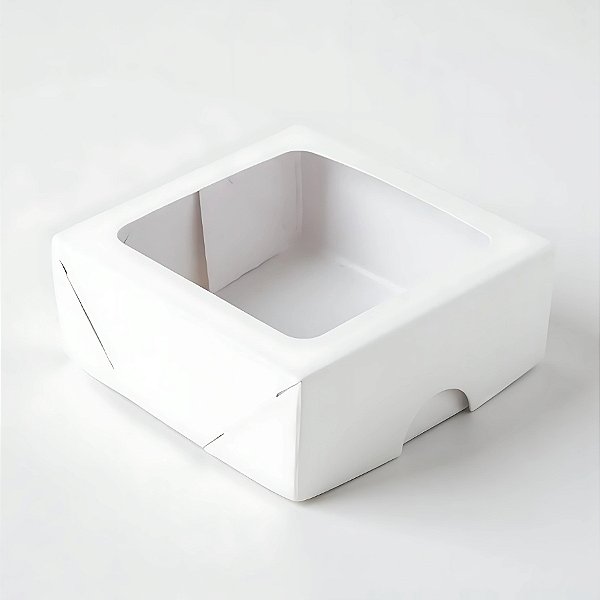 Caixa 4 Doces com Visor VC8 (8cm x 8cm x 4cm) Branca - 20 unidades - Rizzo
