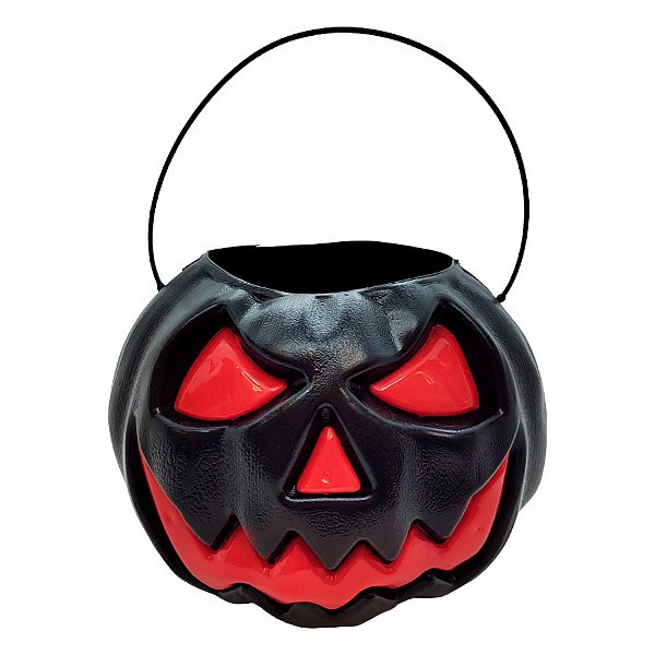 Baldinho de Halloween com Alça - Abóbora Preta - 13x17cm - 1 unidade - Rizzo